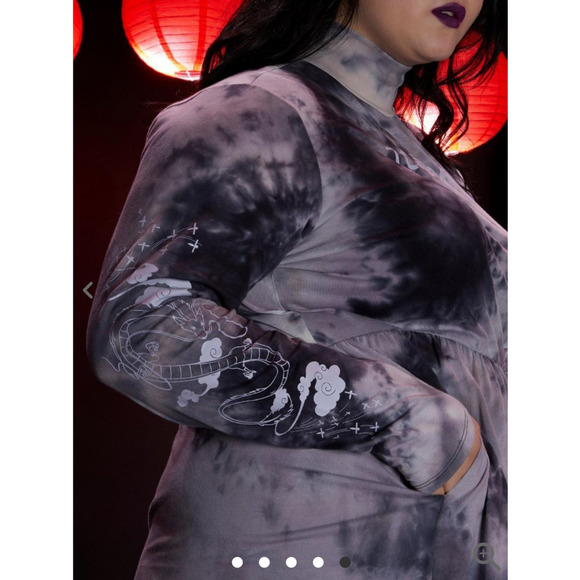 Studio Ghibli Spirited Away Haku Tie-Dye Long-Sleeve Dress Plus Size 2 - Picture 4 of 10